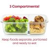 Pyrex Pyrex® MealBox™ 5.5-cup Divided Glass Food Storage Container with Green Lid