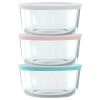 Pyrex Pyrex® Simply Store® 6-piece 4-cup Round Glass Storage Set with Assorted Color Lids